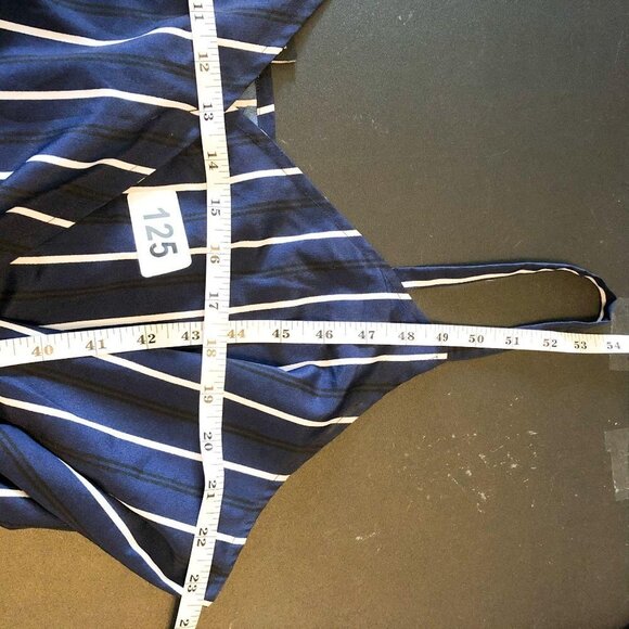 Deja Bleu Striped Faux Wrap Jumpsuit - Picture 6 of 7